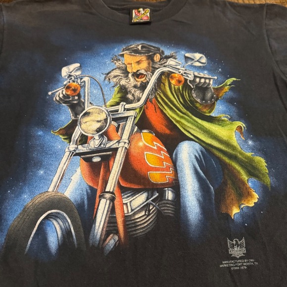 Vintage 90s 3D Emblem American Biker‎ Motorcycle Graphic T Shirt Made In USA L - Picture 3 of 7